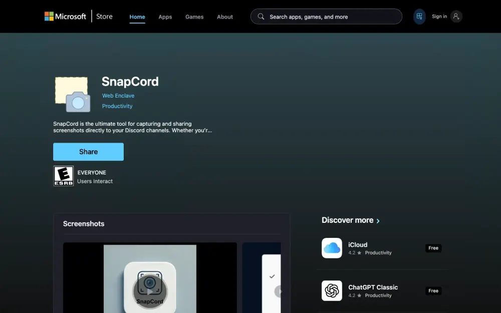 SnapCord — screenshot