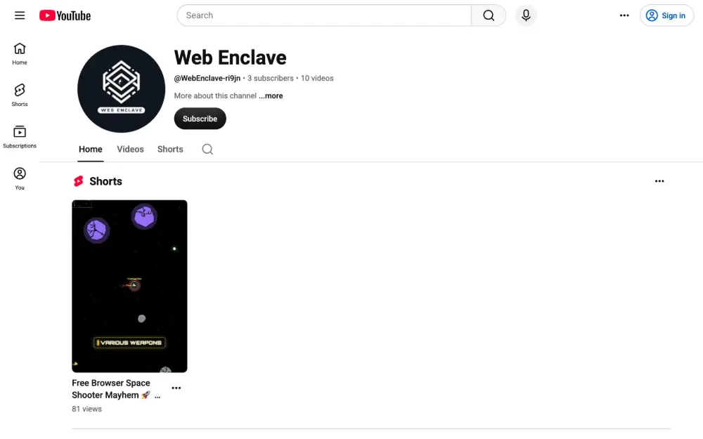 Web Enclave on YouTube — screenshot